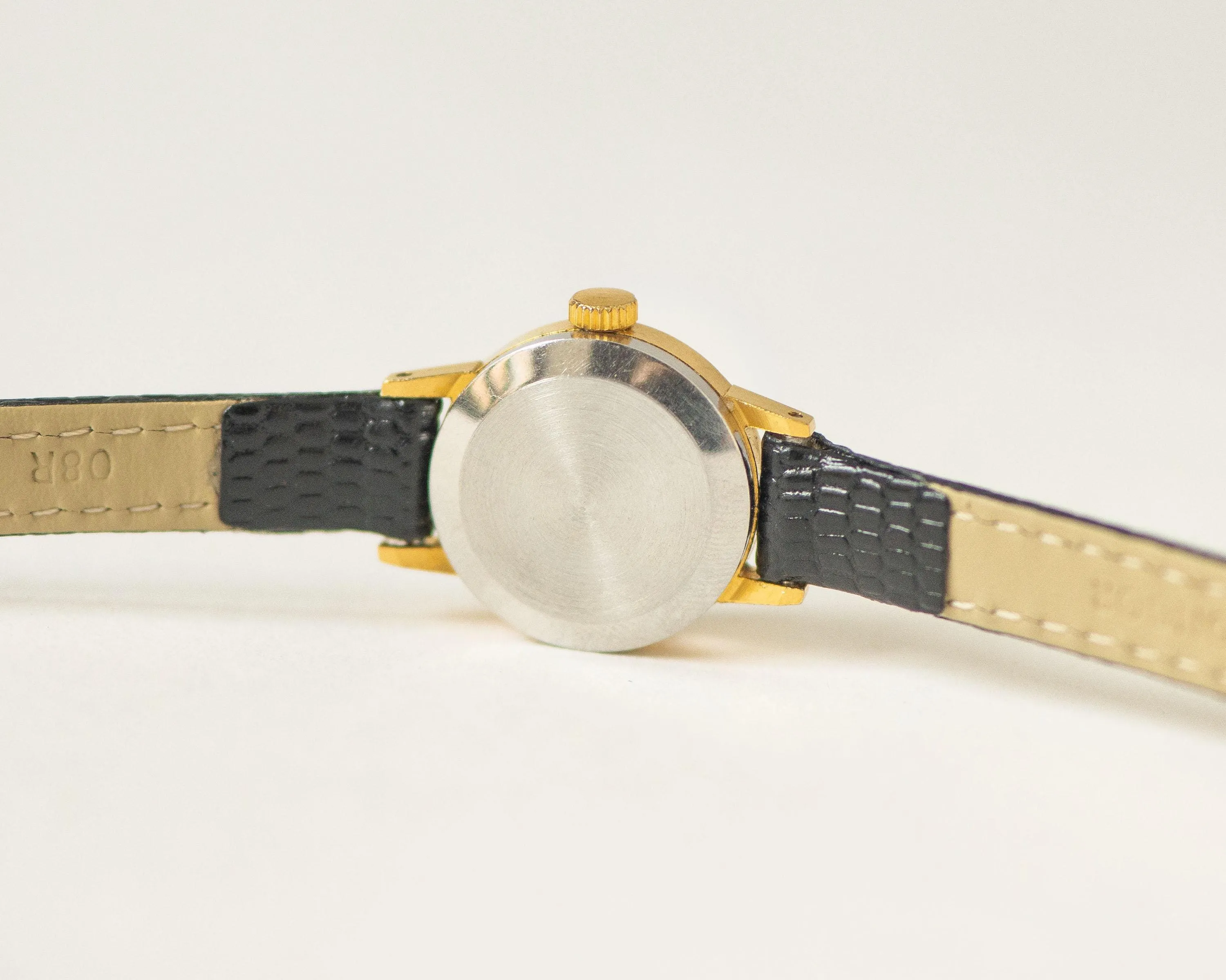 Very rare black dial women's watch Seagull gold plated gift, vintage tiny lady jewelry watch dainty accessory, premium leather strap new