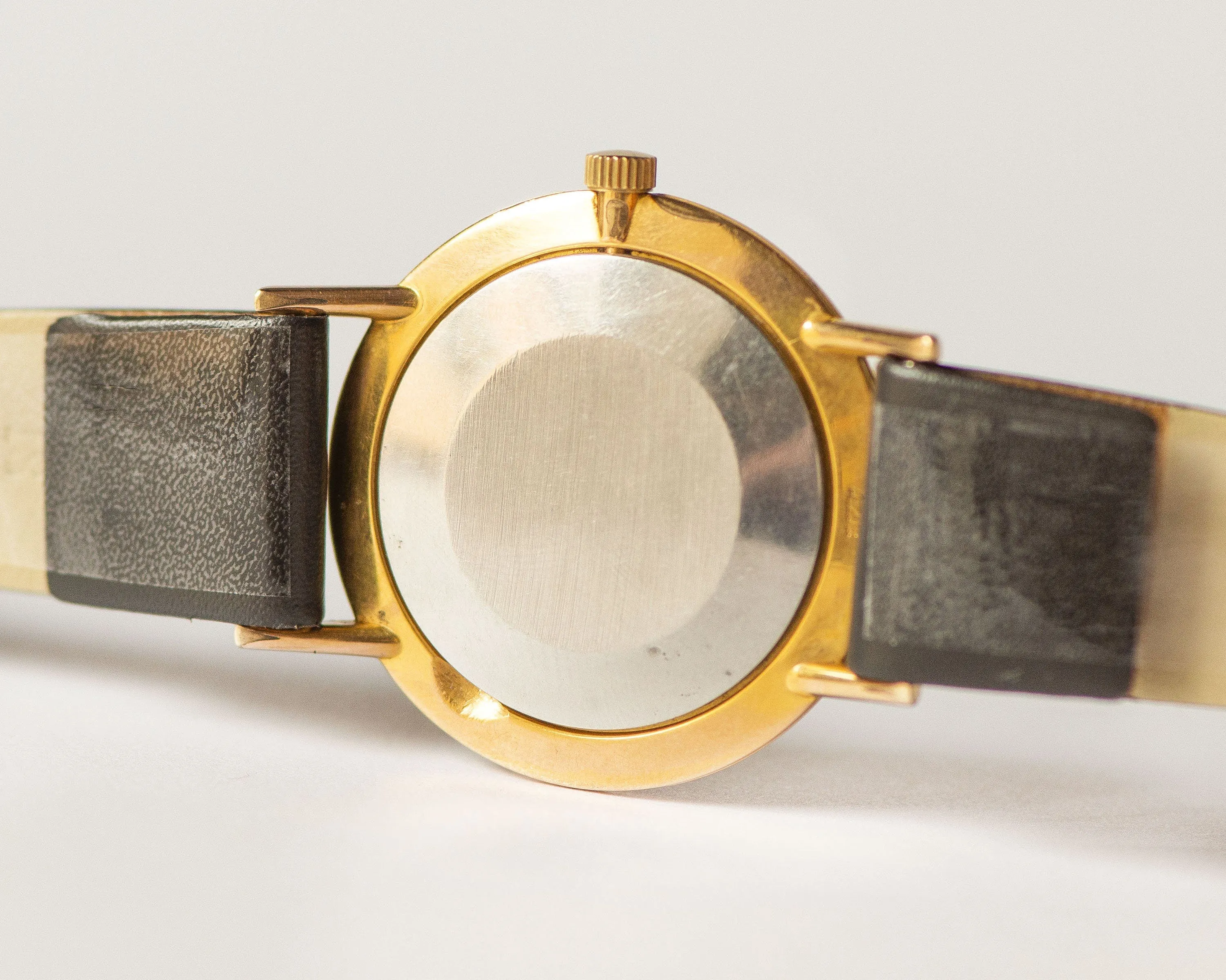 Vintage men's wristwatch Sekonda, demilune effect face watch gold plated, sleek men gent watch minimalist gift, new premium leather strap
