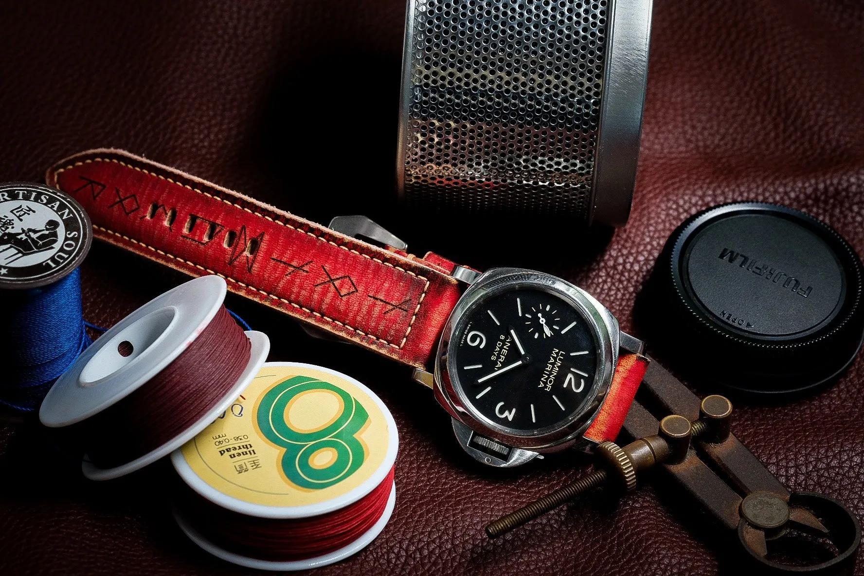 VINTAGE RED STRAP HANDMADE FOR PANERAI HDPAM53