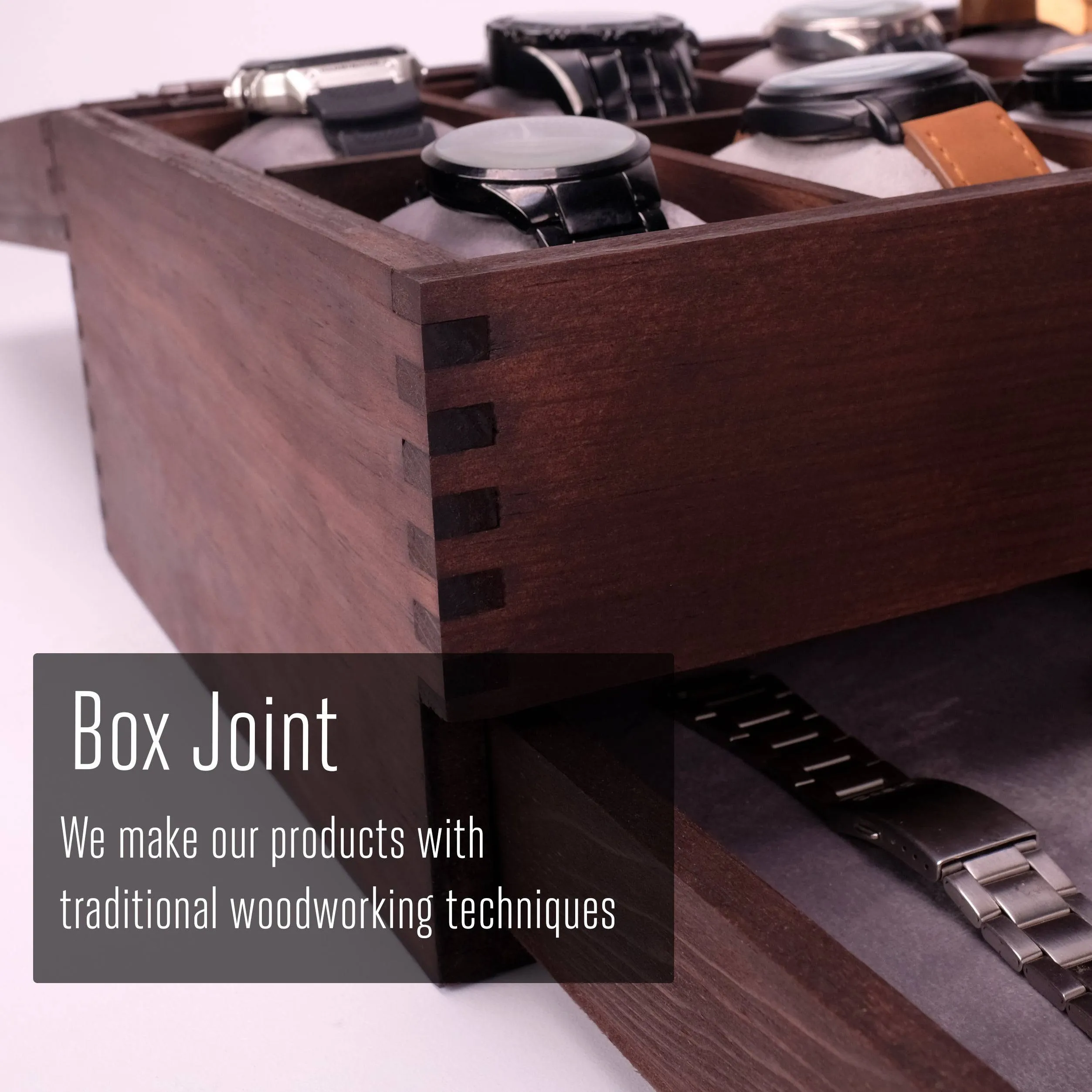 Watch Box for 8 watches in Dark Walnut Finish