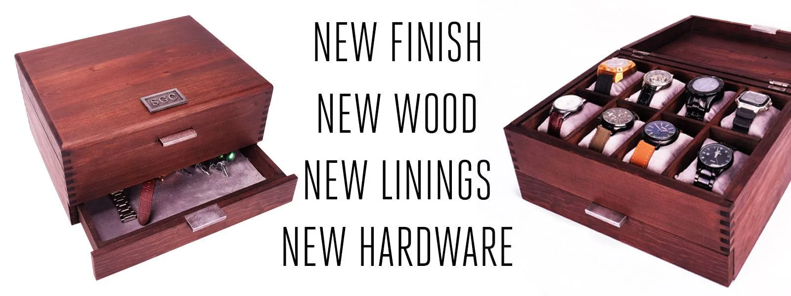 Watch Box for 8 watches in Dark Walnut Finish
