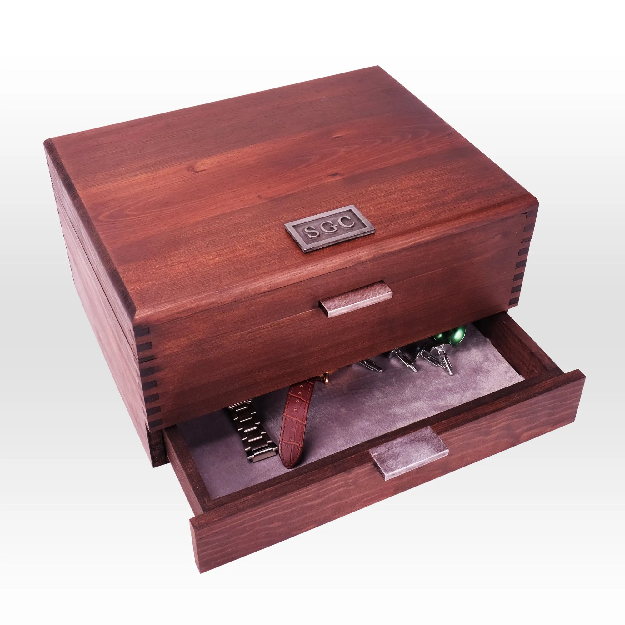 Watch Box for 8 watches in Dark Walnut Finish
