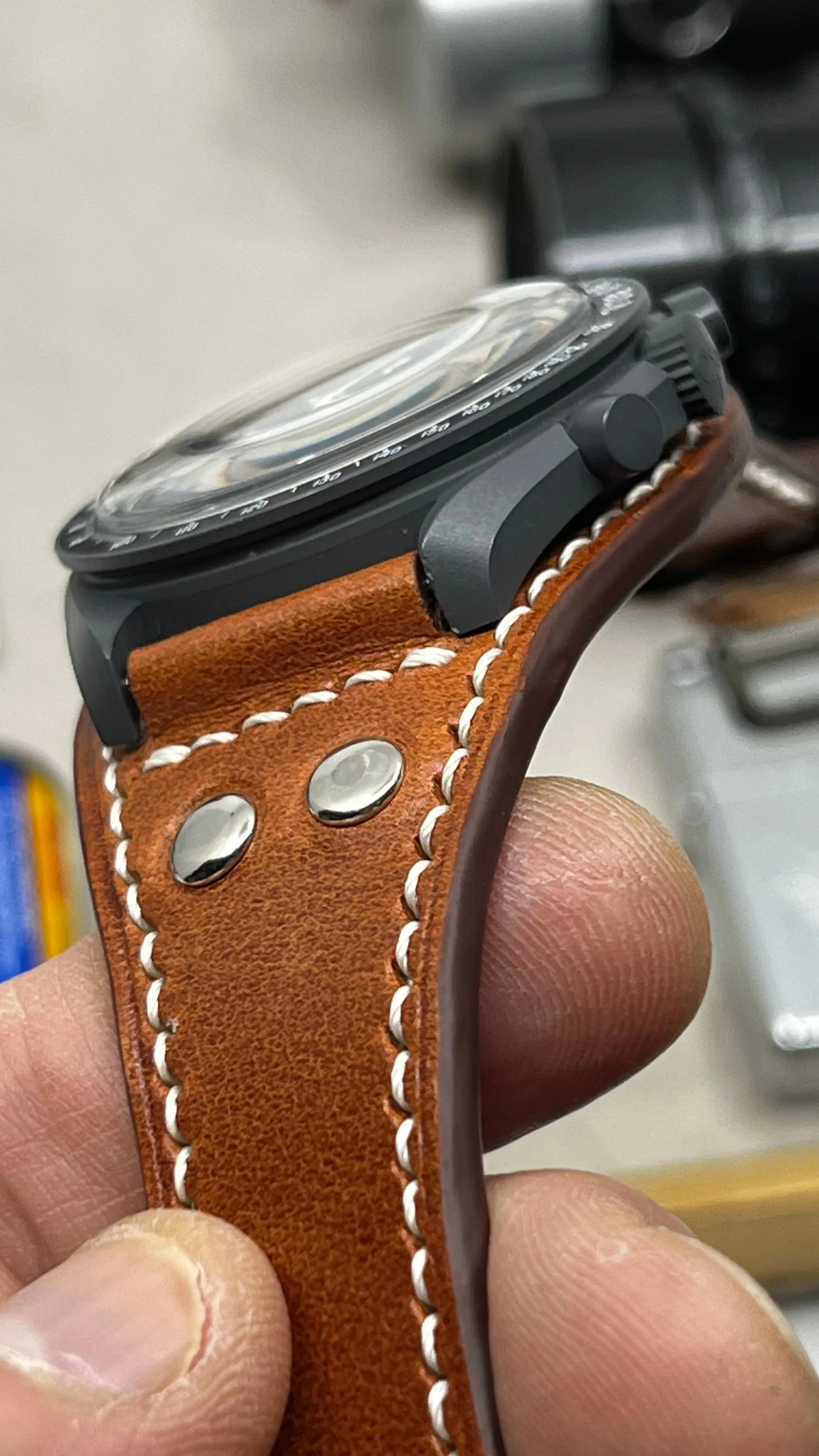 Watch Strap 20mm, Mid Brown Leather Watch Straps, Father's Day Gift Ideas, Handmade Cuff Watch Band, Bund Style Watch Strap, Leather watchstrap, Wristwatch Band Replacement