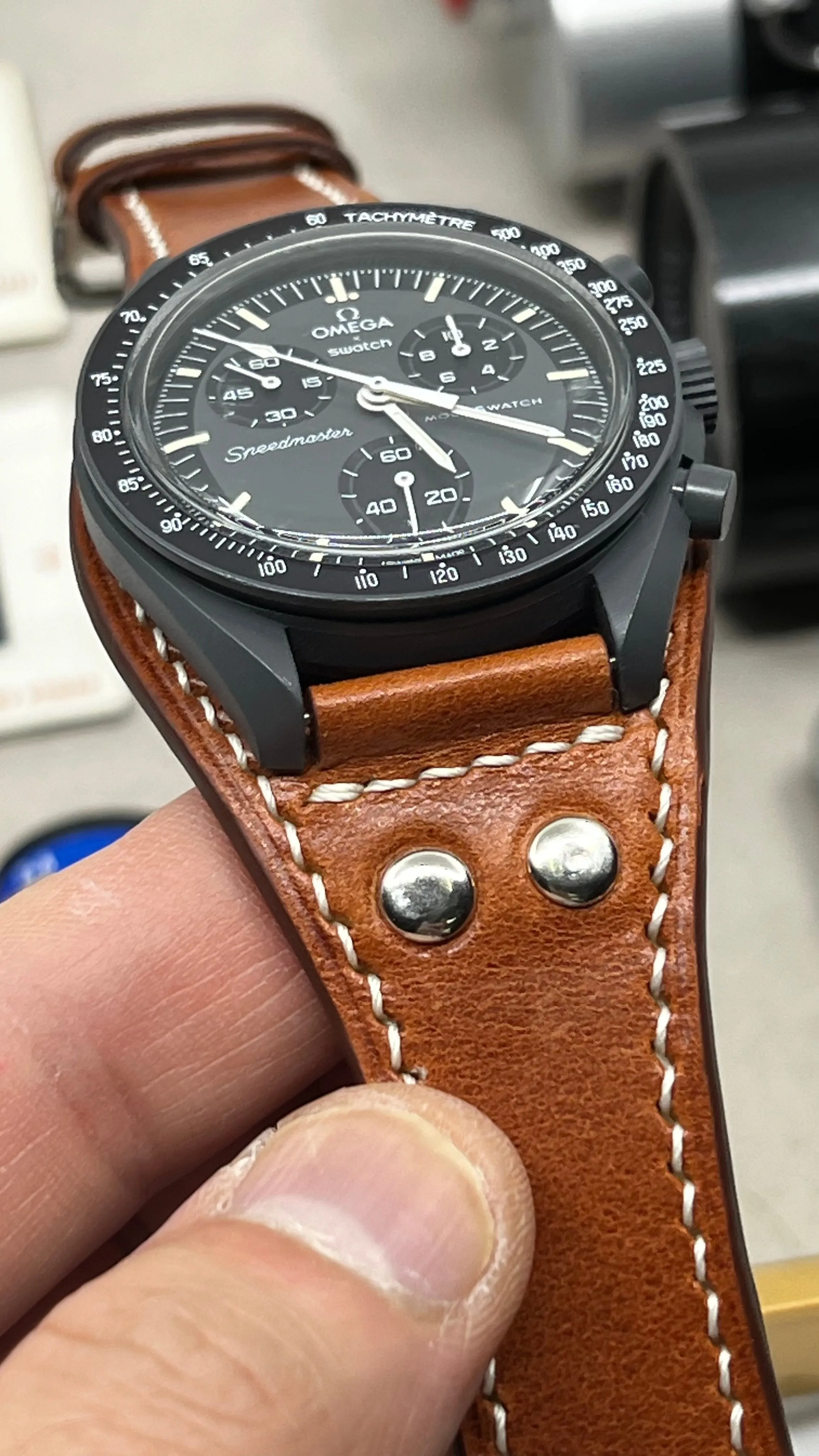 Watch Strap 20mm, Mid Brown Leather Watch Straps, Father's Day Gift Ideas, Handmade Cuff Watch Band, Bund Style Watch Strap, Leather watchstrap, Wristwatch Band Replacement
