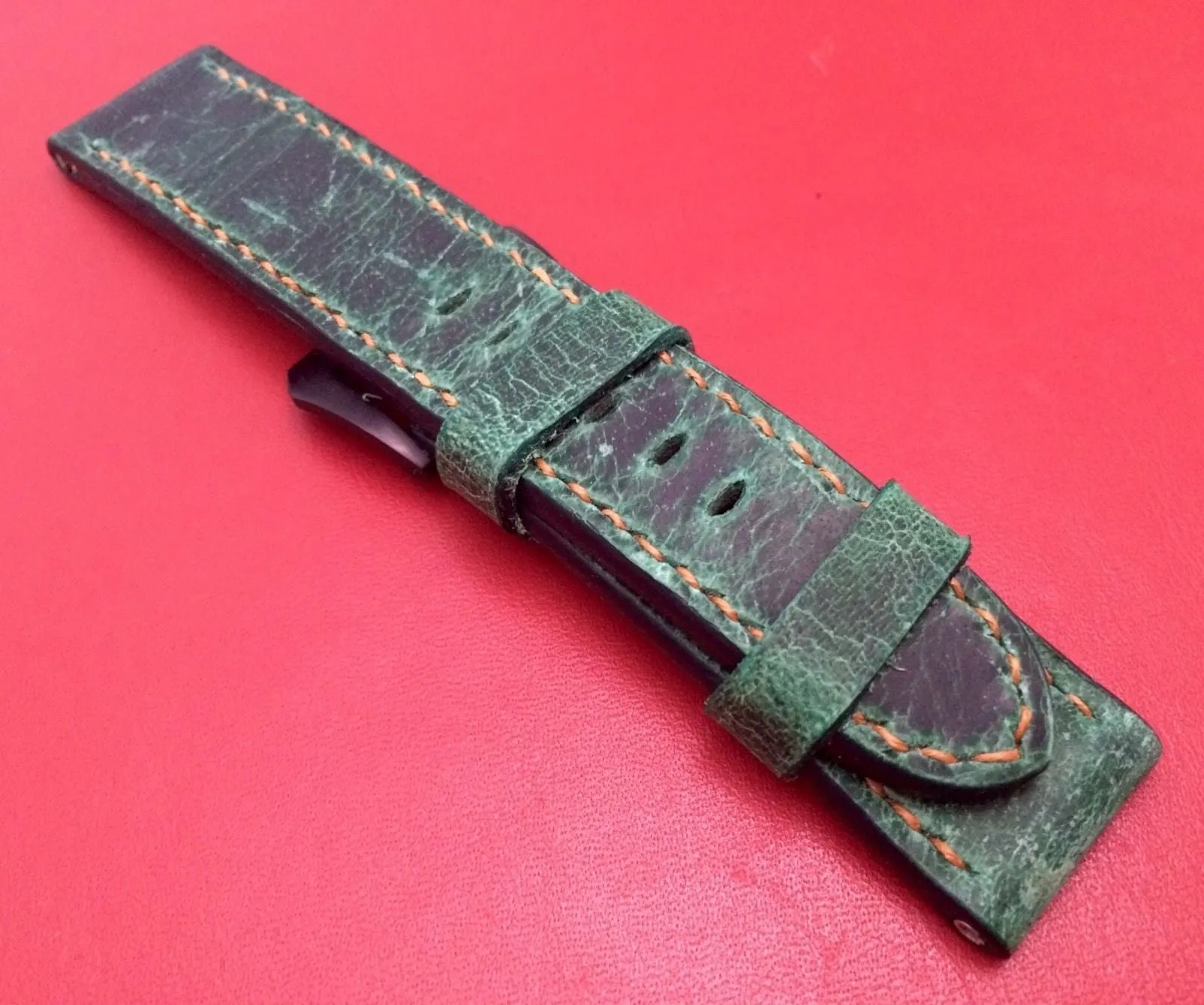 Watch Straps 24mm, Green Watch Band 26mm, Wristwatch Band, Watchstrap, Handmade Leather Watchband 22mm
