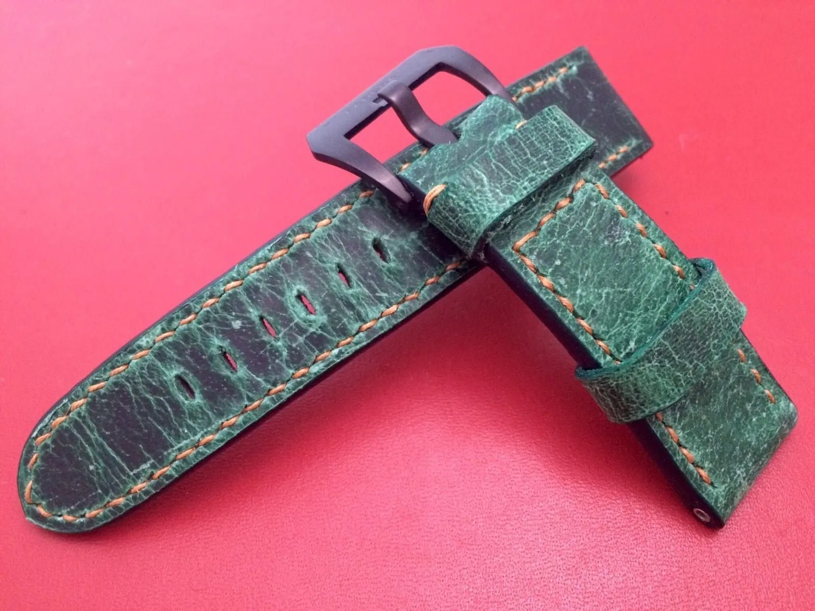 Watch Straps 24mm, Green Watch Band 26mm, Wristwatch Band, Watchstrap, Handmade Leather Watchband 22mm