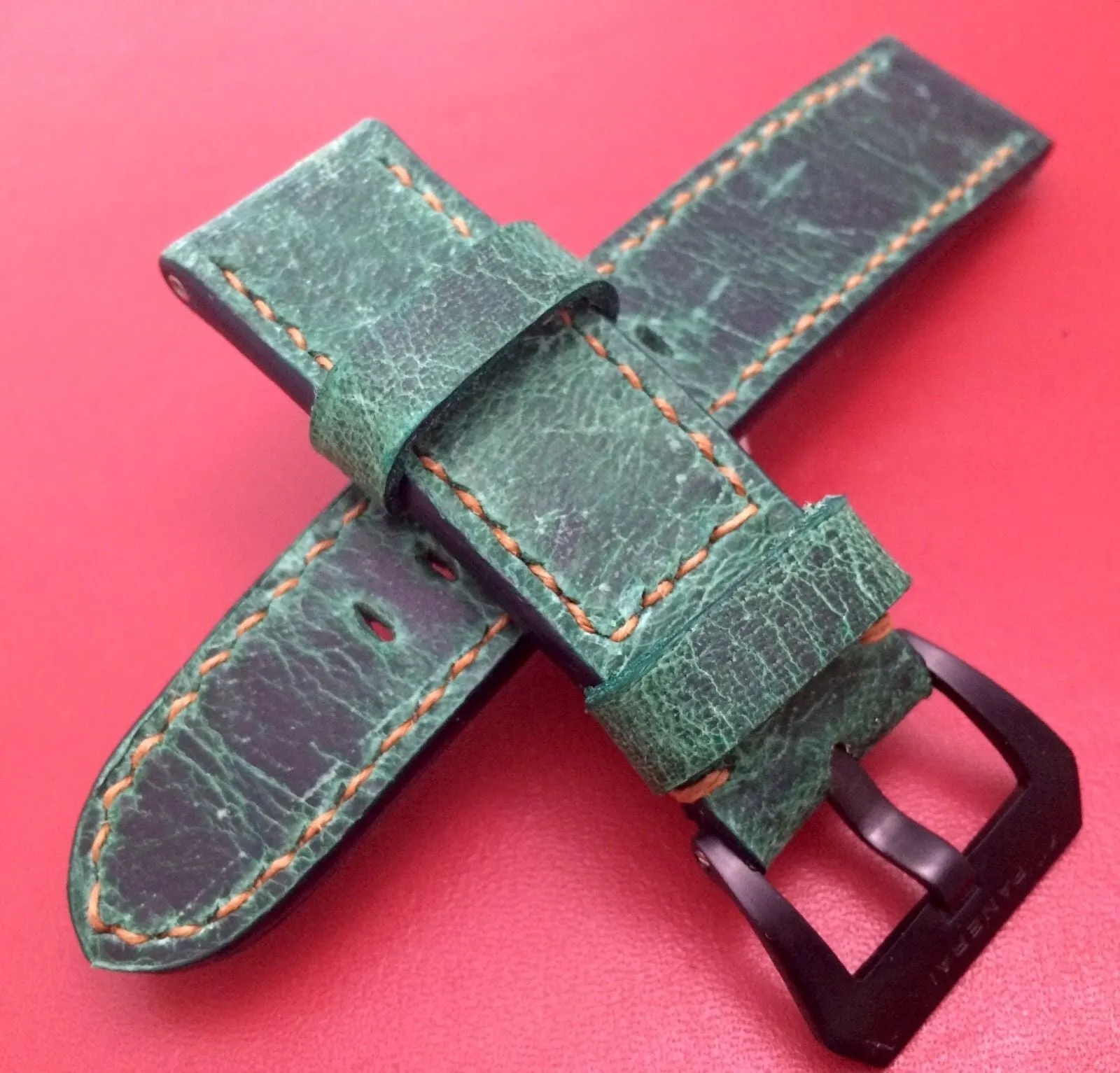 Watch Straps 24mm, Green Watch Band 26mm, Wristwatch Band, Watchstrap, Handmade Leather Watchband 22mm