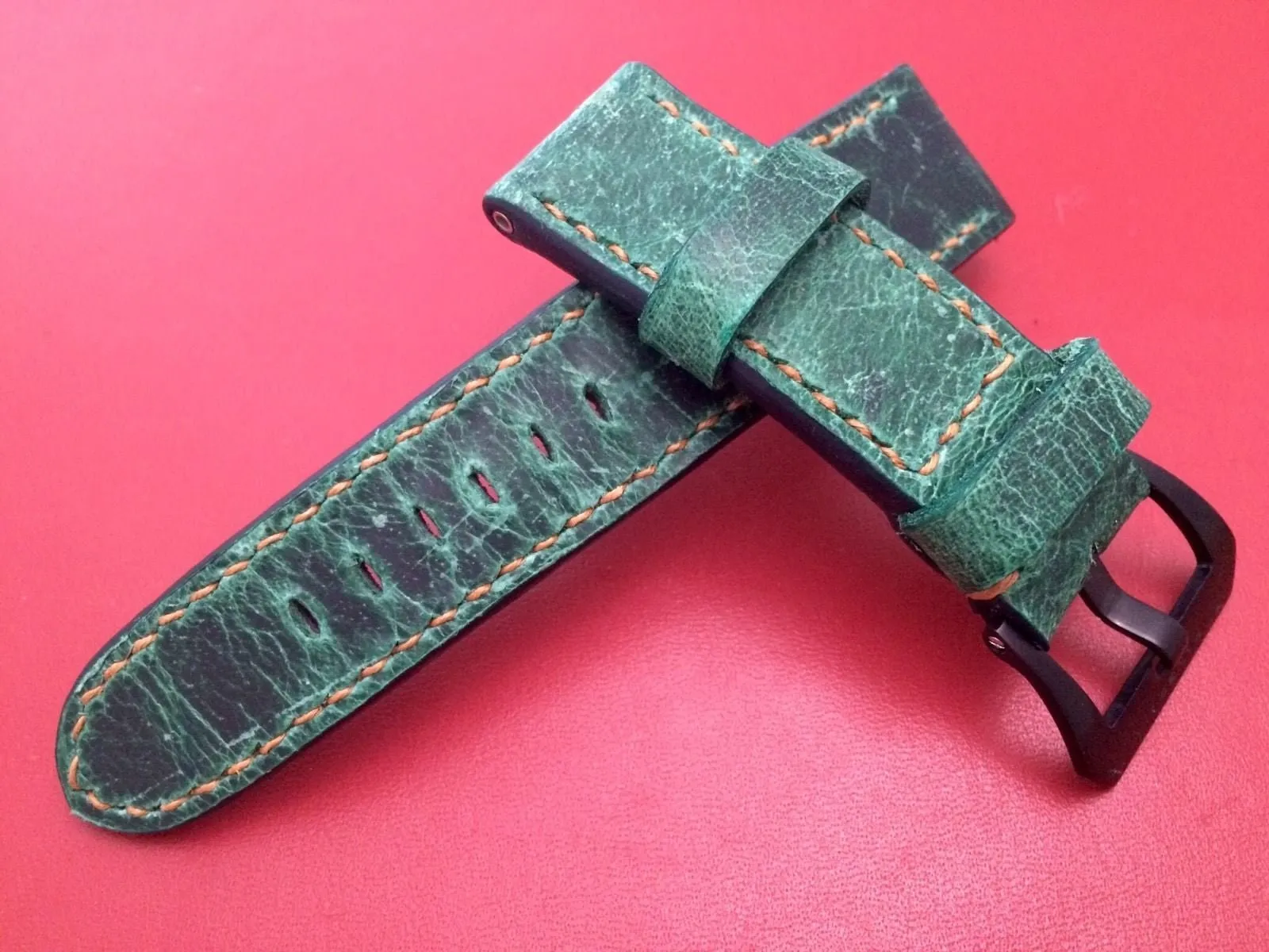 Watch Straps 24mm, Green Watch Band 26mm, Wristwatch Band, Watchstrap, Handmade Leather Watchband 22mm
