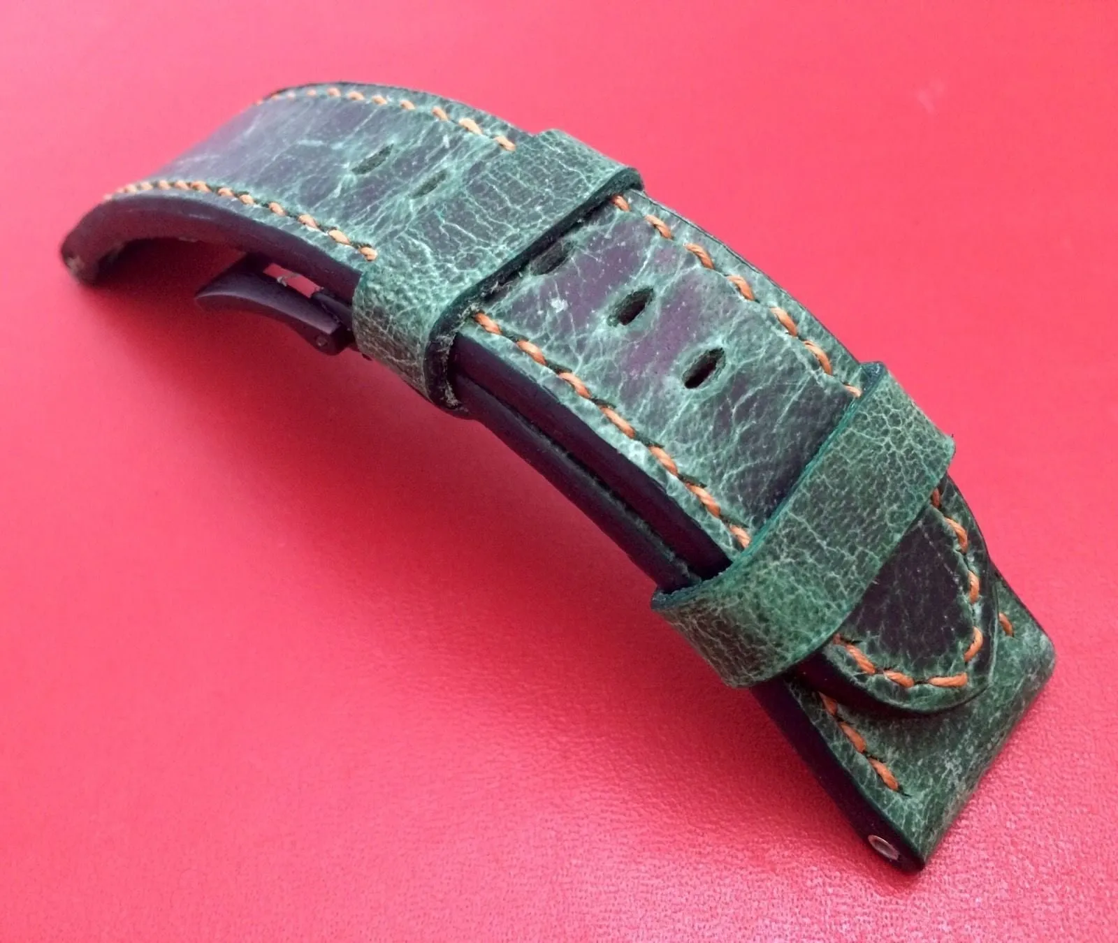 Watch Straps 24mm, Green Watch Band 26mm, Wristwatch Band, Watchstrap, Handmade Leather Watchband 22mm