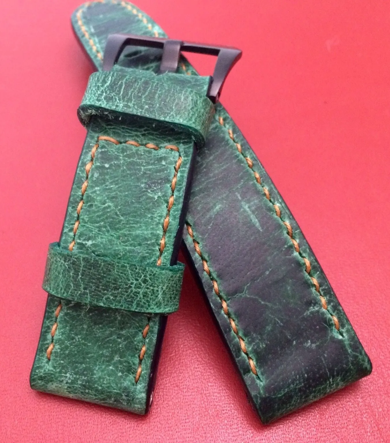 Watch Straps 24mm, Green Watch Band 26mm, Wristwatch Band, Watchstrap, Handmade Leather Watchband 22mm
