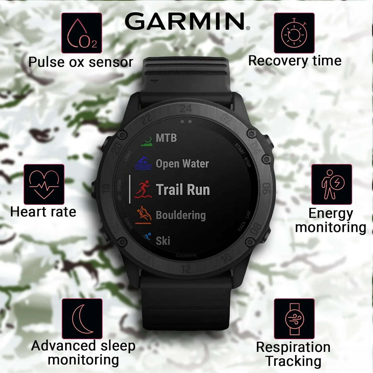 Wearable4U Garmin tactix Delta, Premium Black GPS Smartwatch with Included Ultimate Black Earbuds with Charging Power Bank Case Bundle