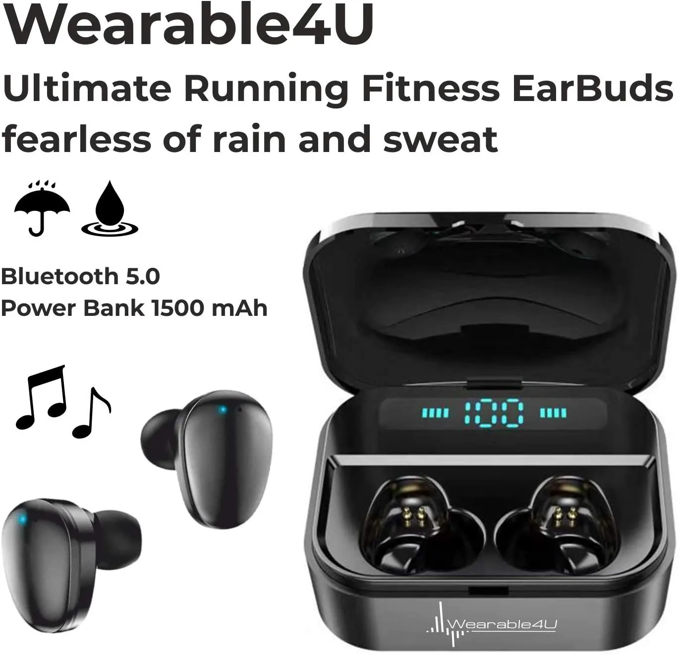 Wearable4U Garmin tactix Delta, Premium Black GPS Smartwatch with Included Ultimate Black Earbuds with Charging Power Bank Case Bundle