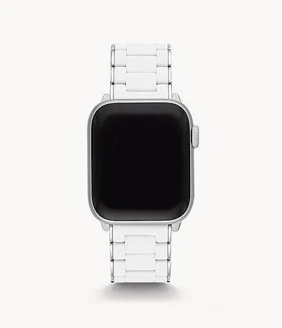 White and Stainless Silicone-Wrapped Bracelet Band for Apple Watch®