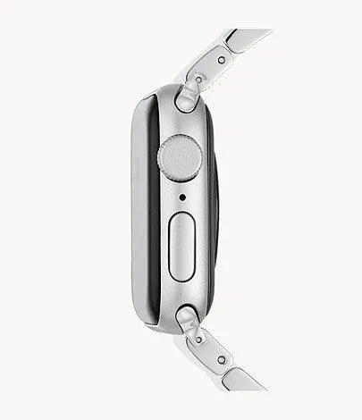 White and Stainless Silicone-Wrapped Bracelet Band for Apple Watch®