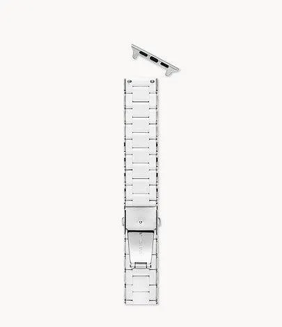 White and Stainless Silicone-Wrapped Bracelet Band for Apple Watch®
