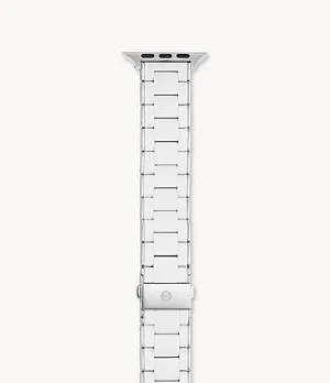 White and Stainless Silicone-Wrapped Bracelet Band for Apple Watch®