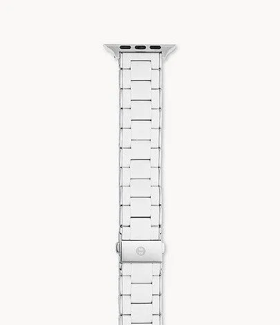 White and Stainless Silicone-Wrapped Bracelet Band for Apple Watch®