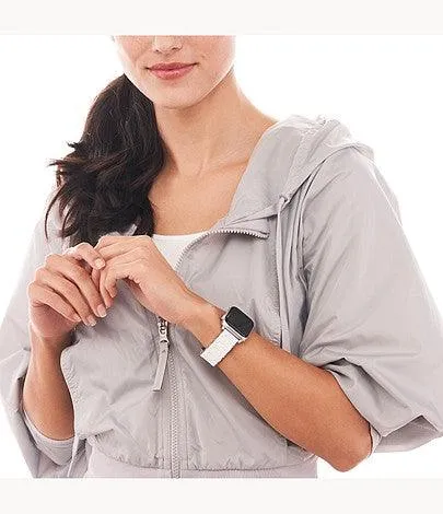 White and Stainless Silicone-Wrapped Bracelet Band for Apple Watch®
