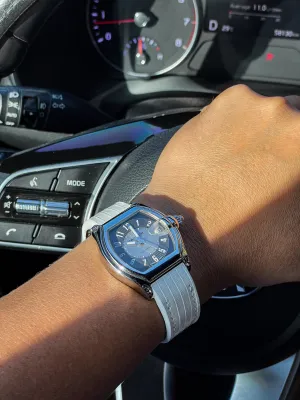 White lizard strap for Cartier Santos with quick release system HDCAS12