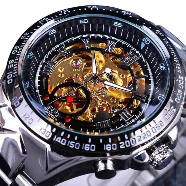 Winner Skeleton Dial Stainless Steel Watch