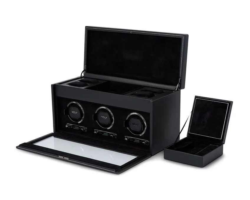 WOLF British Racing Triple Watch Winder with Storage