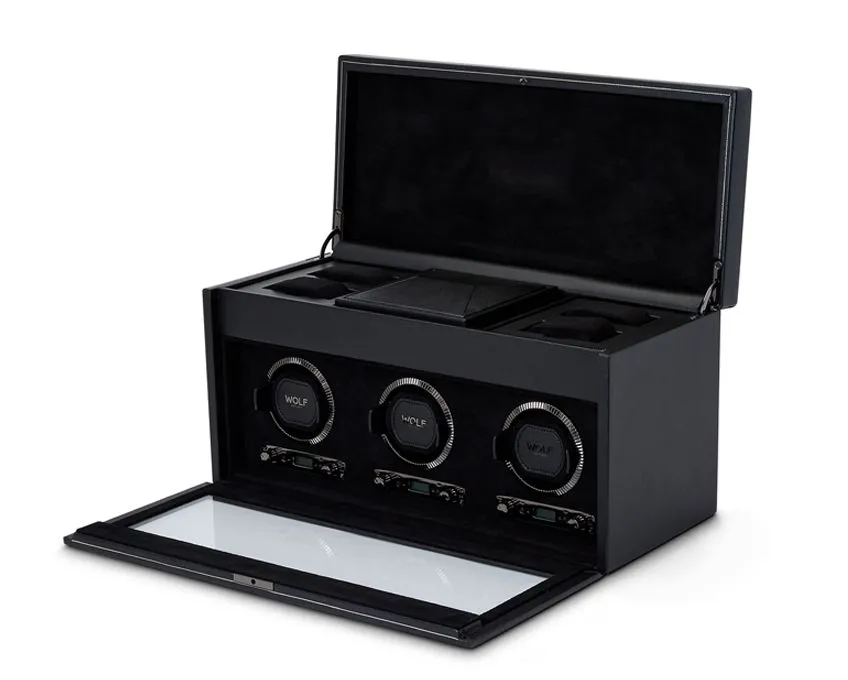 WOLF British Racing Triple Watch Winder with Storage