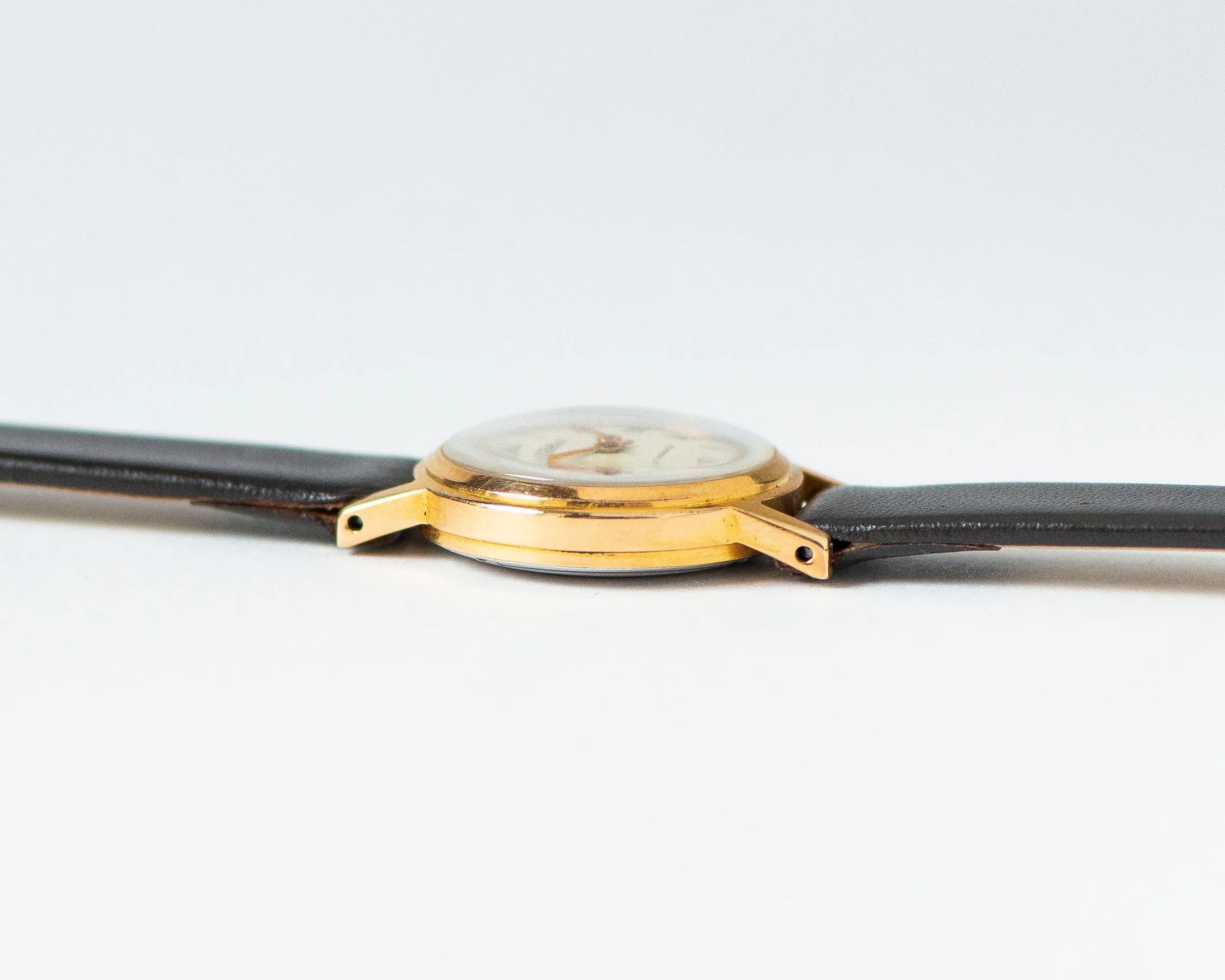Women watch Glory gold plated vintage delicate, Roman numerals classic watch, chic wristwatch for women rare gift, new genuine leather strap