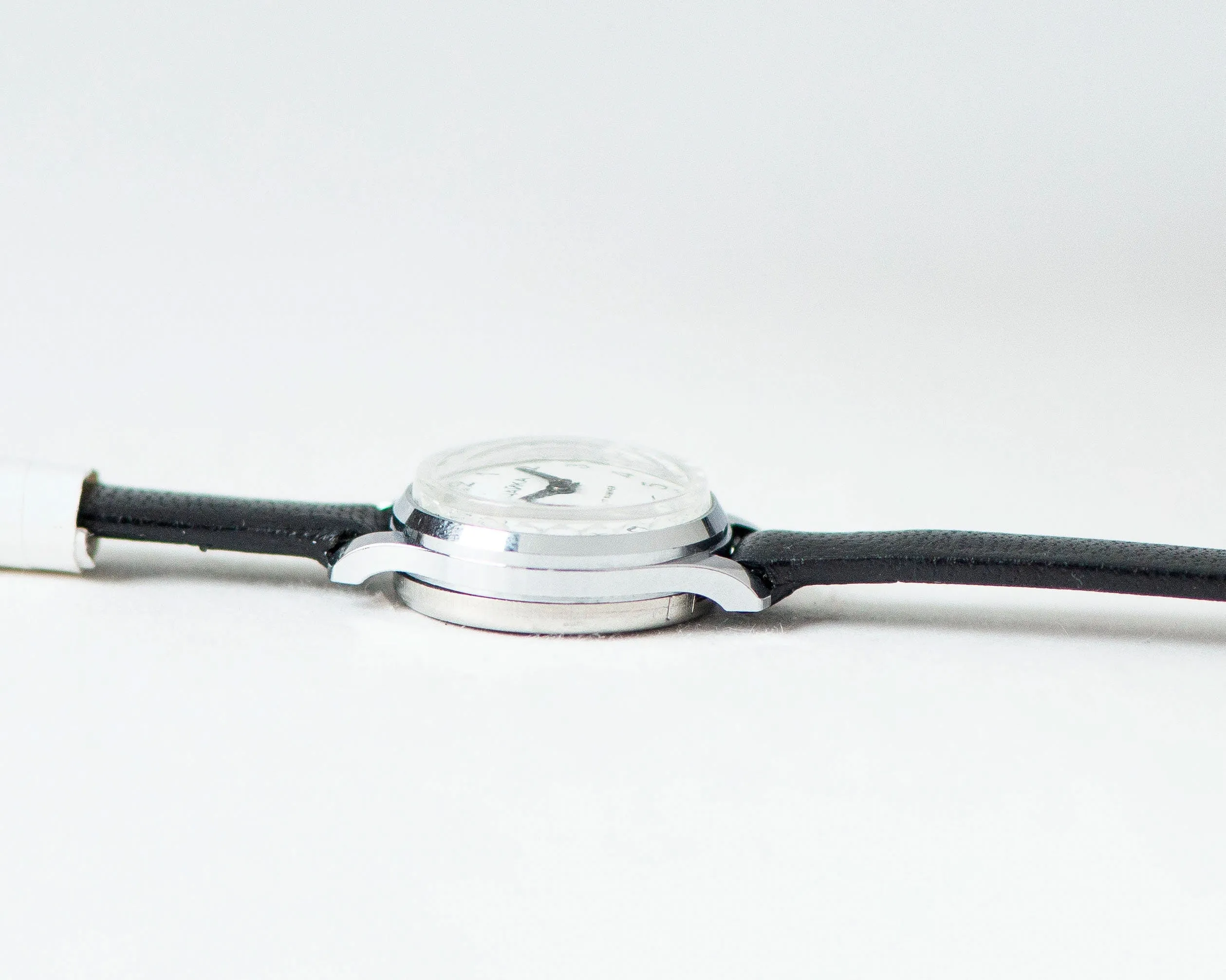 Women watch tiny vintage Seagull, lady wristwatch silver shade tiny case, delicate timepiece jewelry gift for girl, new genuine leather band
