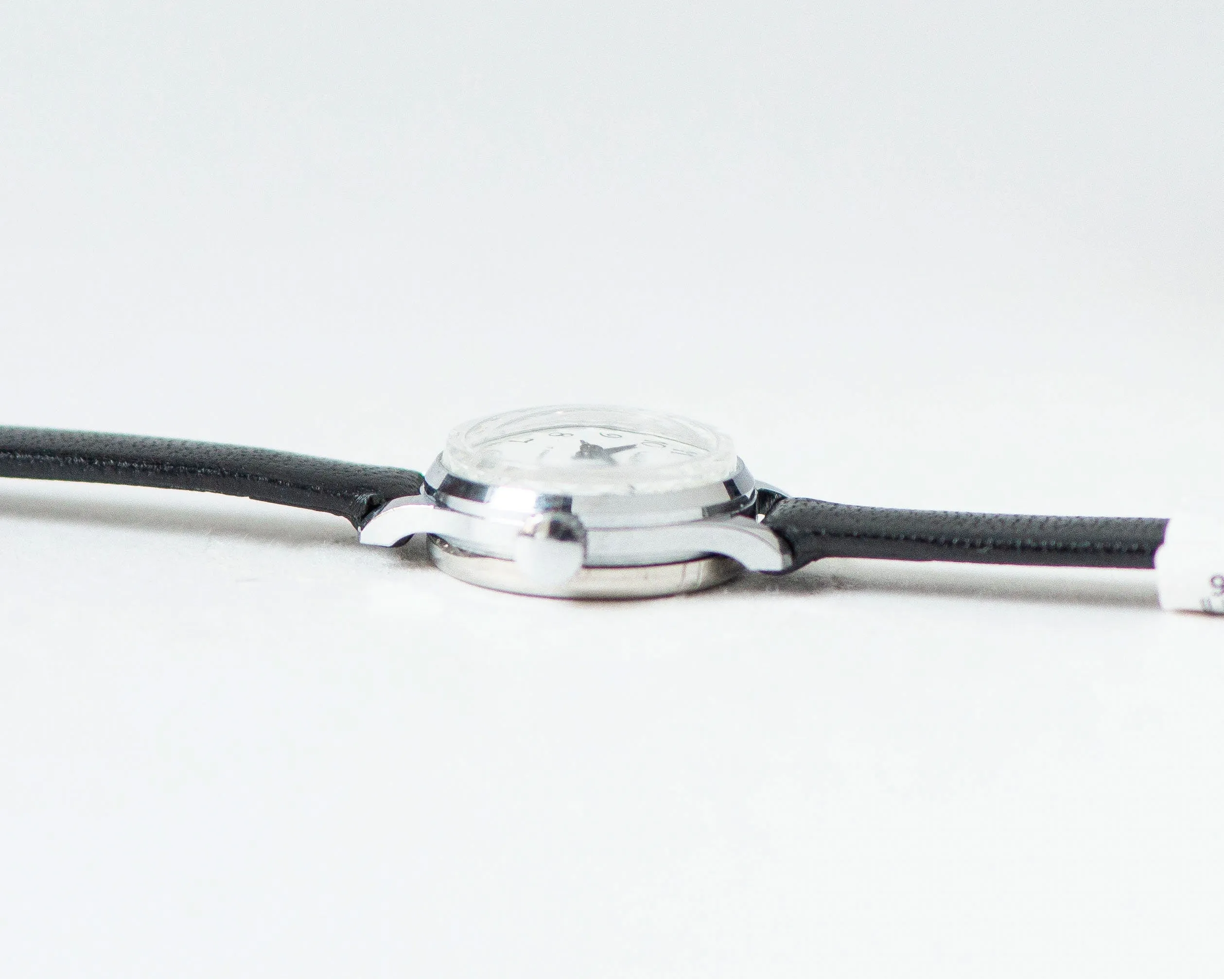 Women watch tiny vintage Seagull, lady wristwatch silver shade tiny case, delicate timepiece jewelry gift for girl, new genuine leather band