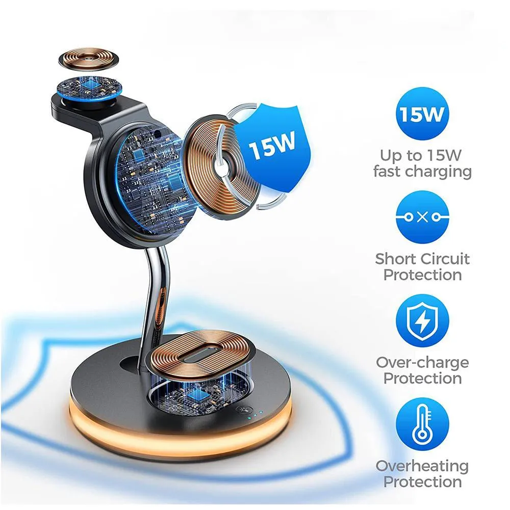 Woowooh 15W Wireless Charger Station with  Light