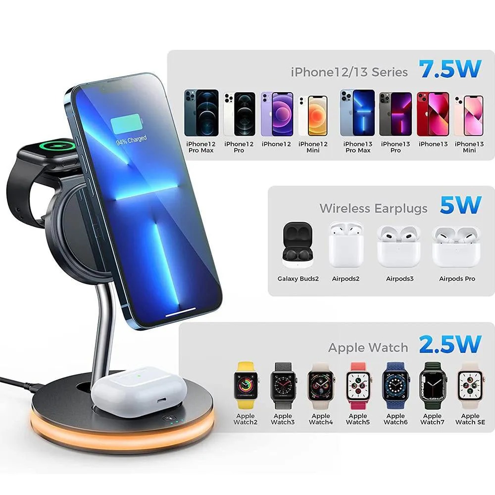 Woowooh 15W Wireless Charger Station with  Light