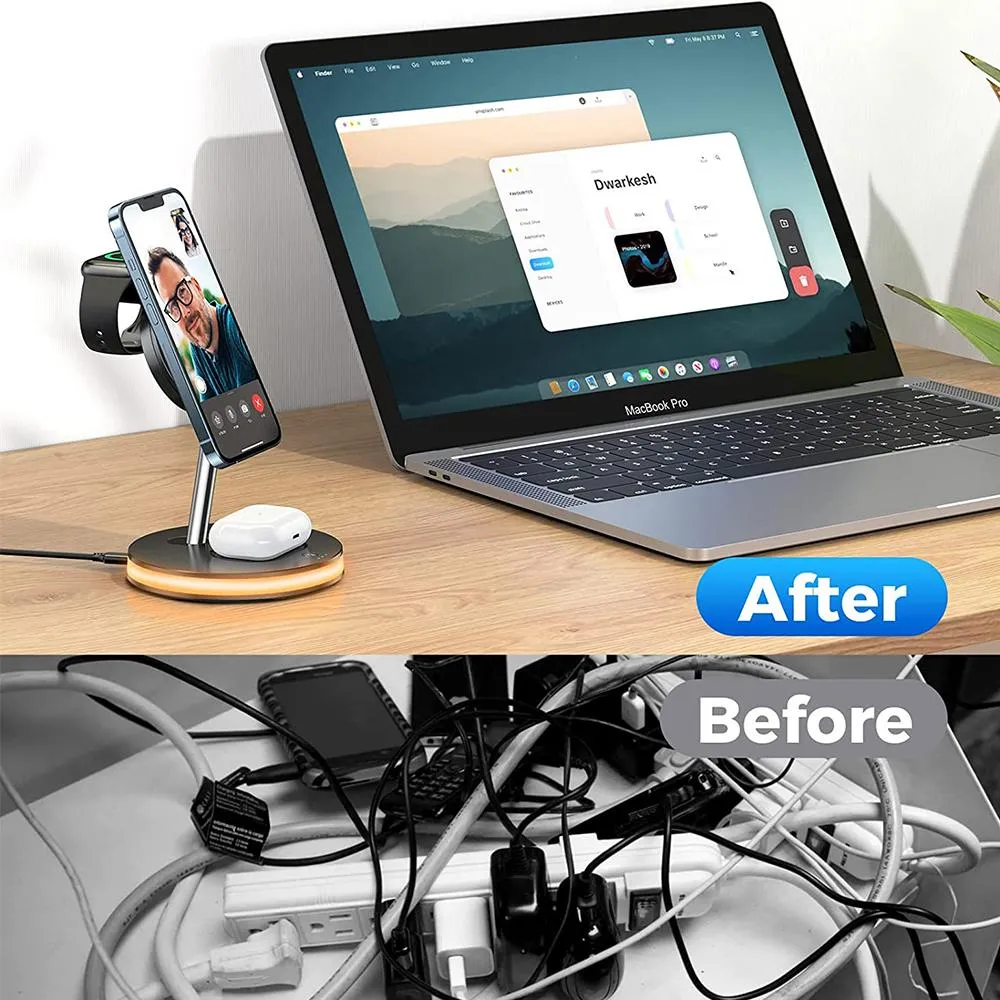 Woowooh 15W Wireless Charger Station with  Light